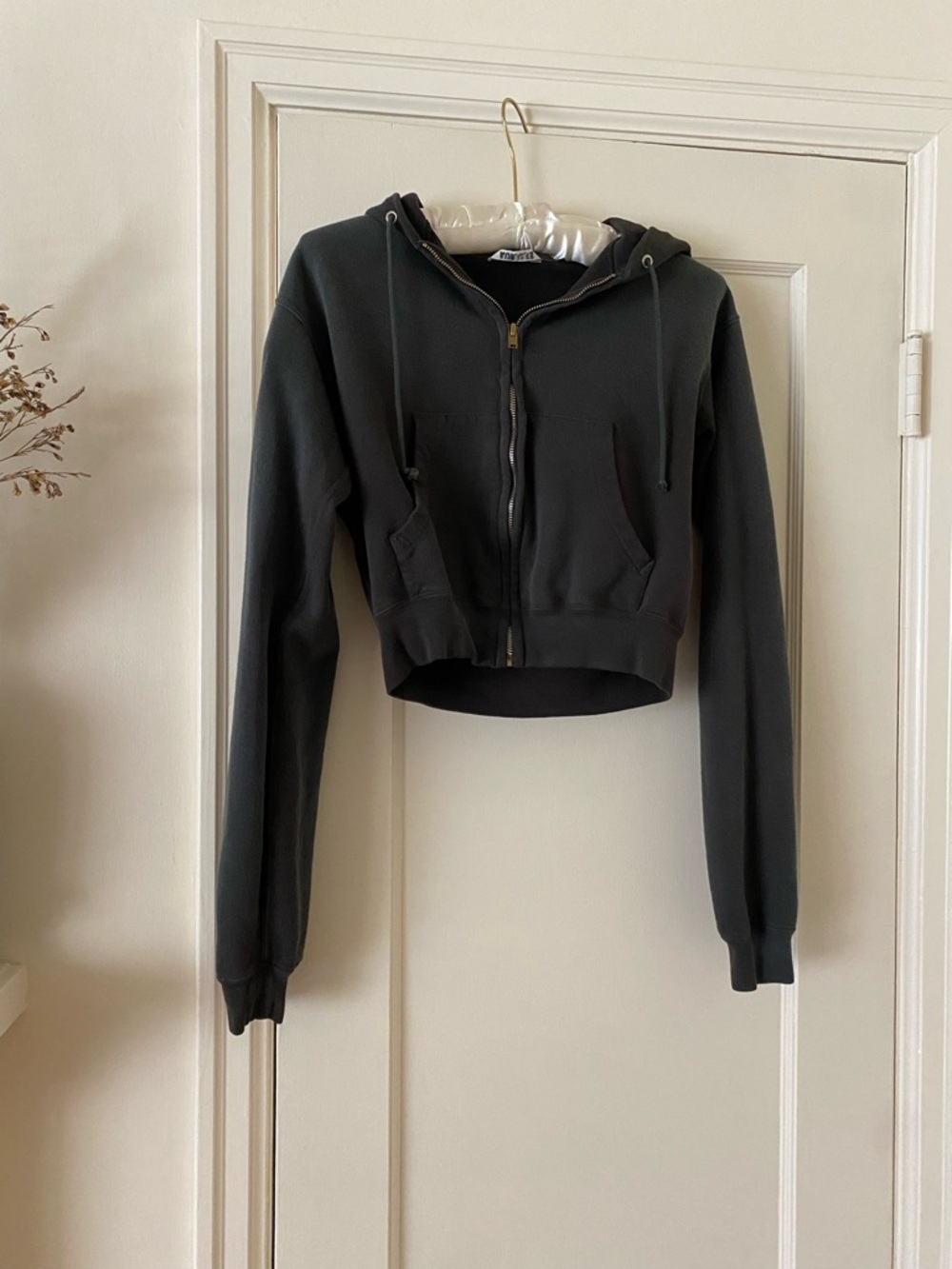 Auralee Mini Cropped Black Zip-Up Hoodie ‘parka’
